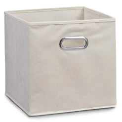 Zeller 32 X 32 X 32 Cm Storage Box, Beige/Fleece