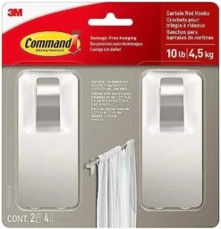 Command Matte Black Curtain Rod Hooks With Command Strips, Hang Curtain Rods No Drilling, Holds Up To 10 Lbs -GENERIC Shop 51AVAx1w19L. AC