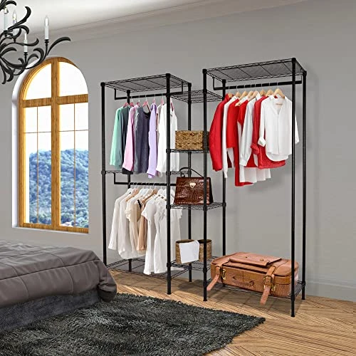 Soywey Heavy Duty Wire Garment Rack, Clothing Rack Clothes Rack For Hanging Clothes Metal Free Standing Clothes Rack Wire Metal Clothing Rack Closet(Black) 6 Soywey Heavy Duty Wire Garment Rack, Clothing Rack Clothes Rack For Hanging Clothes Metal Free Standing Clothes Rack Wire Metal Clothing Rack Closet(Black) - Image 6