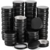 Foraineam 48 Pack 4 Oz Screw Lid Round Tins Aluminium Empty Tins Black Metal Candle Storage Tin Jars Spice Containers Travel Tin Cans
