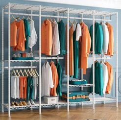Raybee Clothes Rack, 77" H Clothes Racks For Hanging Clothes, 76" Wide Heavy Duty Clothes Rack, 990LBS All Metal Clothing Rack, Portable Clothes Rack, Clothing Racks For Hanging Clothes, Garment Rack -GENERIC Shop 51AtSPVay1L. AC