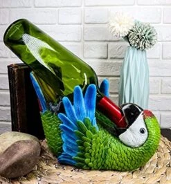 Ebros Gift Tropical Rio Rainforest Red Scarlet Macaw Parrot Wine Bottle Holder Caddy Figurine 10.25" Long Kitchen Dining Party Hosting Decor Statue Of South American Evergreen Forest Birds -GENERIC Shop 51BB Y5uEQS. AC