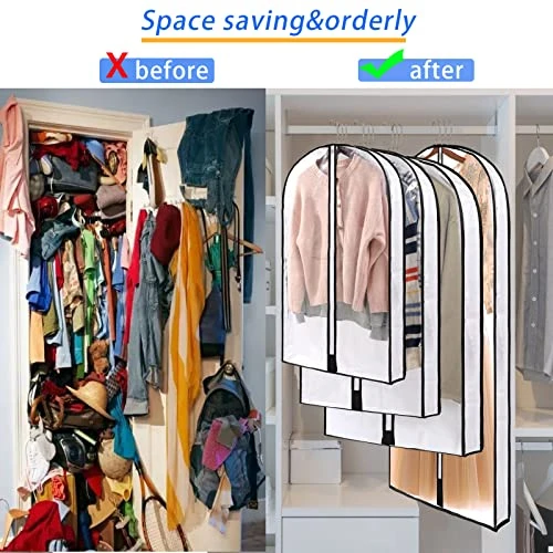 Clear Suits Covers,60" Clear Garment Bags 2 Packs For Closet Storage Hanging Clothes Storage Bags Loose Coat,Sweaters, Shirts,Plastic Protector For Evening Dress 5 Clear Suits Covers,60" Clear Garment Bags 2 Packs For Closet Storage Hanging Clothes Storage Bags Loose Coat,Sweaters, Shirts,Plastic Protector For Evening Dress - Image 5