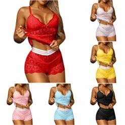 GENERIC Sexy Lingerie Set For Women Bow Lace Floral 2 Piece Underwear Sets High Waist Bra And Panty Sets Underwear Panties