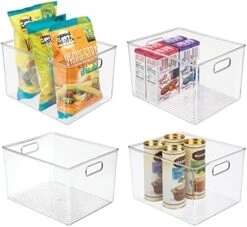 MDesign Plastic Kitchen Organizer - Storage Holder Bin With Handles For Pantry, Cupboard, Cabinet, Fridge/Freezer, Shelves, Counter - Holds Canned Food, Snacks - Ligne Collection - 4 Pack - Clear 17 MDesign Plastic Kitchen Organizer - Storage Holder Bin With Handles For Pantry, Cupboard, Cabinet, Fridge/Freezer, Shelves, Counter - Holds Canned Food, Snacks - Ligne Collection - 4 Pack - Clear -GENERIC Shop 51BLbJHaN2L. AC