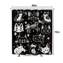 Black White Cats Shower Curtain Halloween Ghost Kitten Skull 60Wx72L Inch Mystic Spooky Cats Art Painting 12 Pack Hooks Polyester Waterproof Fabric Bathroom Bathtub Panels 18 Black White Cats Shower Curtain Halloween Ghost Kitten Skull 60Wx72L Inch Mystic Spooky Cats Art Painting 12 Pack Hooks Polyester Waterproof Fabric Bathroom Bathtub Panels -GENERIC Shop 51BduGSdQLL