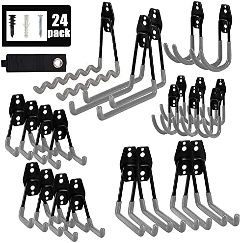 AOBEN Garage Hooks,24Pack Heavy Duty Garage Hanger Organizer Anti-Slip Double Wall Garage Storage Hooks For Ladder, Power Tool,Bike,Ropes (23 Hooks & 1 Hoder Strap)-Orange 9 AOBEN Garage Hooks,24Pack Heavy Duty Garage Hanger Organizer Anti-Slip Double Wall Garage Storage Hooks For Ladder, Power Tool,Bike,Ropes (23 Hooks & 1 Hoder Strap)-Orange - Image 9