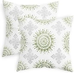 CaliTime Throw Pillow Cases Pack Of 2 Cozy Fleece Mandala Floral Medallion Compass Decorative Cushion Covers For Couch Bed Sofa Farmhouse Decoration 18 X 18 Inches Sage Green Grey -GENERIC Shop 51BzQF3JWHL. AC