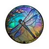 Ntpwenla Colored Imitation Glass Dragonfly Garland Acrylic Board Decoration,Indoor Outdoor Dragonfly Wreath Festival Holiday Home Dercor Housewarming Birthday Gift (A)