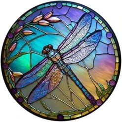Ntpwenla Colored Imitation Glass Dragonfly Garland Acrylic Board Decoration,Indoor Outdoor Dragonfly Wreath Festival Holiday Home Dercor Housewarming Birthday Gift (A) -GENERIC Shop 51C14sAE6sL. AC