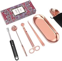Lsnisni 5Pcs Candle Accessory Set With Candle Rechargeable Electric Lighter, Storage Tray, Wick Trimmer, Snuffer, Wick Dipper, Stainless Steel Candle Care Kit With Gift Package For Candle Lover Black -GENERIC Shop 51C2kv2q59L. AC
