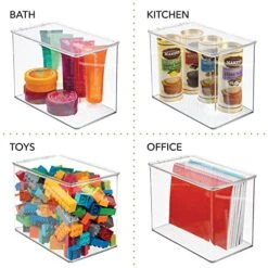MDesign Plastic Stackable Toy Box Storage Organizer Bin Container With Lid - For Kids Play Room, Living Room, Toy Storage - Hold/Store Toys, Puzzles, Markers, Blocks - Clear -GENERIC Shop 51CkYOoWRqL