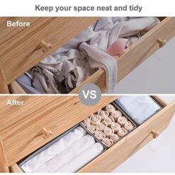 Coorganisers 6 Packs Dresser Organizers, Drawer Organizers For Clothing, Baby Organizers And Storage Drawers, Woven-Fabric Dresser Drawer Organizers, Baby Clothes Organizer In Bedroom (1 Large Cell)