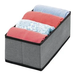 MDesign Soft Fabric Dresser Drawer And Closet Storage Organizer Bin For Bedroom - Holds Lingerie, Bras, Socks, Leggings, Clothes, Purses, Scarves, Lido Collection - 6 Pack - Charcoal Gray/Black -GENERIC Shop 51D2iRcP96L