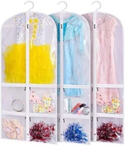 SLEEPING LAMB Clear Garment Bag For Dance Costume Kids 50 Inch Hanging Clothes Cover For Closet Storage With 4 Large Zipper Pockets For Ballet, Theatre, Competitions, 3 Packs, White -GENERIC Shop 51DM4x435LL. AC
