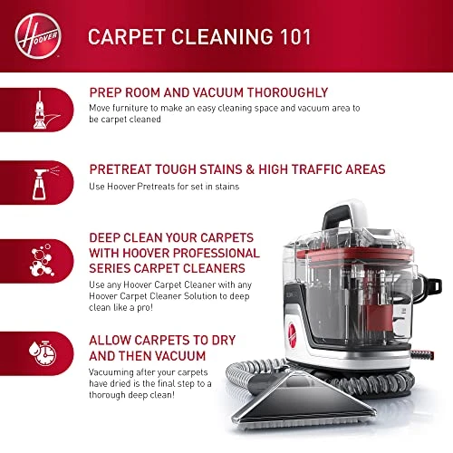 Hoover CleanSlate Plus Carpet & Upholstery Spot Cleaner, Stain Remover, Portable, With Pet Kit, FH14051, White 5 Hoover CleanSlate Plus Carpet & Upholstery Spot Cleaner, Stain Remover, Portable, With Pet Kit, FH14051, White - Image 5
