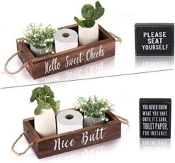 Bathroom Decor Box, Toilet Paper Holder, Toilet Tank Box, Toilet Paper Storage Basket With Artificial Flower And Funny Sign,Toilet Tank Tray, Farmhouse Bathroom Decor -GENERIC Shop 51DcLJRdrjL. AC