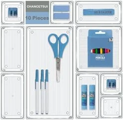 13 Pcs Drawer Organizer Set Clear Plastic Storage Bins Office Desk Drawer Dividers Trays With Non-Slip Silicone Pads, Dresser Separation Box For Makeup, Jewelries And Gadgets, Bedroom, Bathroom -GENERIC Shop 51DwYgmyTiL. AC