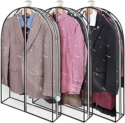 Wutrye 40" Full Clear Garment Bags For Hanging Clothes With 6" Gusset 2 Zippers Transparent Suit Bags Protector Cover For Travel Moving Closet Storage Moth Proof Sweater Jacket Coat Shirts 3 Packs 4 Wutrye 40" Full Clear Garment Bags For Hanging Clothes With 6" Gusset 2 Zippers Transparent Suit Bags Protector Cover For Travel Moving Closet Storage Moth Proof Sweater Jacket Coat Shirts 3 Packs - Image 4