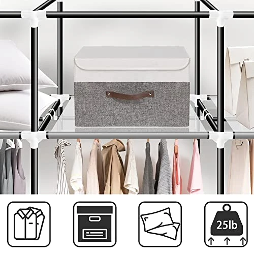 LOKEME Portable Closet, Great Size 82-Inch Portable Wardrobe With 5 Hanging Areas And 10 Storage Shelves, Grey Portable Closets For Hanging Clothes, Extra Sturdy 25mm Steel Tube And Easy To Assemble 4 LOKEME Portable Closet, Great Size 82-Inch Portable Wardrobe With 5 Hanging Areas And 10 Storage Shelves, Grey Portable Closets For Hanging Clothes, Extra Sturdy 25mm Steel Tube And Easy To Assemble - Image 4