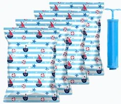 Vacuum Storage Bags Space Saving Bags For Comforters Clothes Pillow Bedding Blanket Storage, Free Travel Hand Pump Included, Double Zip Lock Seal & Leak Valve (4 Pack Medium - 28 * 20 Inches)