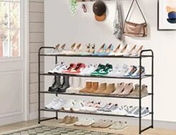 AOODA 4 Tier Long Shoe Organizer For Closet, Wide Stackable Metal Shoe Rack For Entryway, Bedroom, Floor, Shoe Shelf Storage Organizer Holds 30 Pairs Of Men Sneakers (Bronze) 11 AOODA 4 Tier Long Shoe Organizer For Closet, Wide Stackable Metal Shoe Rack For Entryway, Bedroom, Floor, Shoe Shelf Storage Organizer Holds 30 Pairs Of Men Sneakers (Bronze) -GENERIC Shop 51FGdpdHrjL