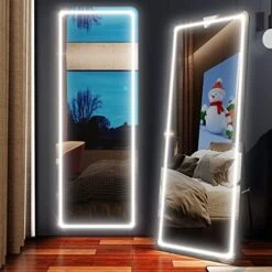 RGB LED Mirror 63"x20", Full Length Mirror With Lights, Body Mirror With Lights-LED Stand Up Mirror, Wall Mounted Hanging Mirror, Bedroom Body Mirror With Dimming & 7 Color Modes (White) -GENERIC Shop 51FNyYPhFuL. AC