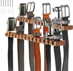 Belt Hanger For Closet, 2 In 1 Wooden Wall Mount 14 Belt Organizer W/Through-The-Wall Nails, Belt Rack W/ 360° Swivel Hook, Tie And Belt Organizer Display For Closet, Door, Wall, 1 Pack, Natrual -GENERIC Shop 51FdNTetGL. AC