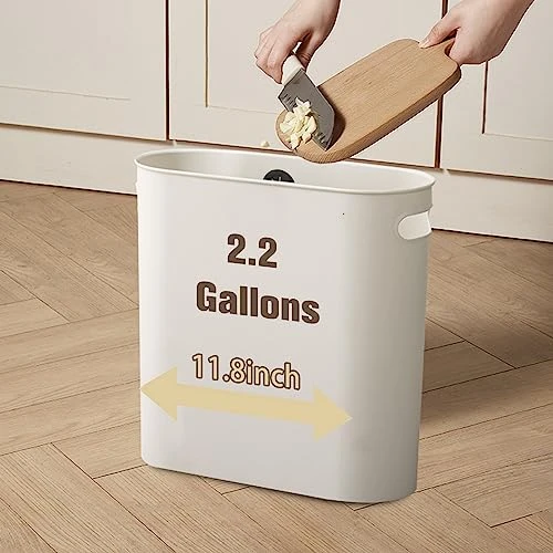 Zaaqii 2.2 Gallon Small Slim White Plastic Trash Can Narrow Covered Garbage Bin For Bathroom Laundry Home Office Kitchen Pack Of 2 3 Zaaqii 2.2 Gallon Small Slim White Plastic Trash Can Narrow Covered Garbage Bin For Bathroom Laundry Home Office Kitchen Pack Of 2 - Image 3