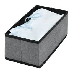 MDesign Soft Fabric Dresser Drawer And Closet Storage Organizer Bin For Bedroom - Holds Lingerie, Bras, Socks, Leggings, Clothes, Purses, Scarves, Lido Collection - 6 Pack - Charcoal Gray/Black -GENERIC Shop 51FjQlaNjPL