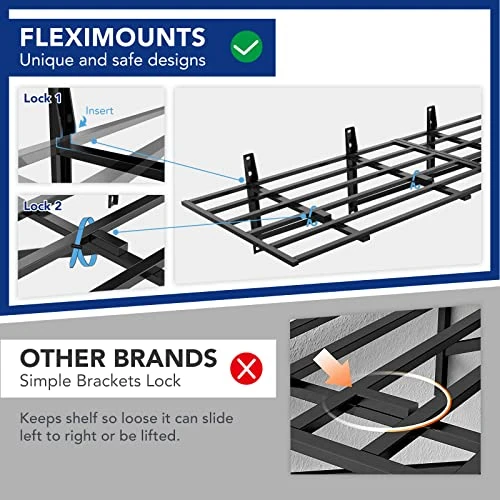 FLEXIMOUNTS 2x6ft Heavy Duty Garage Storage Shelving,1600lbs Weight Capacity, 2-Pack Wall Shelf Garage Organization System, 24-inch-by-75-inch Garage Storage Rack Floating Shelves 2 FLEXIMOUNTS 2x6ft Heavy Duty Garage Storage Shelving,1600lbs Weight Capacity, 2-Pack Wall Shelf Garage Organization System, 24-inch-by-75-inch Garage Storage Rack Floating Shelves - Image 2