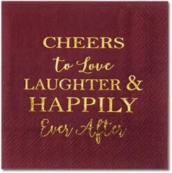 100 Count Bridal Shower Napkins Disposable Cocktail Napkins 3-Ply Gold Foil Text Beverage Napkins For Engagement Party Decorations & Wedding Shower -GENERIC Shop 51FzKBJTNmL. AC