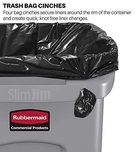 Rubbermaid Slim Jim Trash Can Waste Bin With Venting Channels, Blue Recycling For Kitchen/Office/Workspace, Pack Of 4 2 Rubbermaid Slim Jim Trash Can Waste Bin With Venting Channels, Blue Recycling For Kitchen/Office/Workspace, Pack Of 4 - Image 2