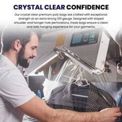 Norton Supply Dry Cleaning Poly Bags - Transparent Plastic Garment Cover, 40" Long, 100 Gauge Thickness, Suit Packing, Travel & Laundry Clothes Closet Hanging -GENERIC Shop 51GZJ59rVWL