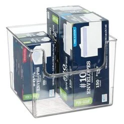 MDesign Modern Plastic Open Front Dip Storage Organizer Bin Basket For Home Office Organization - Shelf, Cubby, Cabinet, Cupboard, And Closet Organizing Decor - Ligne Collection - Clear -GENERIC Shop 51GdGa3lhWL