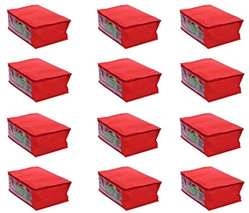 Fashion Bizz Red Non Woven Front Saree Bags Set Of 12 Pcs 1 Fashion Bizz Red Non Woven Front Saree Bags Set Of 12 Pcs