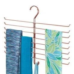 MDesign Metal Closet Rod Hanging Accessory Storage Organizer Rack For Scarves, Ties, Yoga Pants, Leggings, Tank Tops - Snag Free, Geometric Design, 16 Arms/1 Hook - Spira Collection - Rose Gold -GENERIC Shop 51H105FLoWL