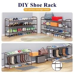 Kitsure Shoe Rack For Entryway - Sturdy & Durable Long Shoe Organizer For Closet, 3-Tier Space-Saving Metal Shoe Shelf For Up To 24 Pairs, Stackable Shoe Rack Organizer For Garage & Corridor, Brown -GENERIC Shop 51H5Jaky8cL