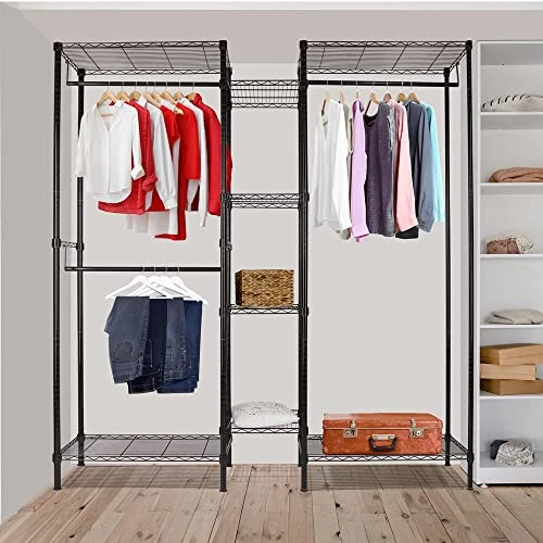 Soywey Heavy Duty Wire Garment Rack, Clothing Rack Clothes Rack For Hanging Clothes Metal Free Standing Clothes Rack Wire Metal Clothing Rack Closet(Black) 2 Soywey Heavy Duty Wire Garment Rack, Clothing Rack Clothes Rack For Hanging Clothes Metal Free Standing Clothes Rack Wire Metal Clothing Rack Closet(Black) - Image 2