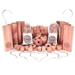 Cedar Sense - Cedar Variety 70 Pack - 40 Cedar Balls - 26 Cedar Rings - 2 Cedar Hang-Ups - 2 Sachets - Cedar Blocks For Clothes Storage - Made In America! - Cedar Blocks - Cedar Closet Home