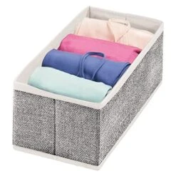 MDesign Soft Fabric Dresser Drawer And Closet Storage Organizer Bin For Bedroom - Holds Lingerie, Bras, Socks, Leggings, Clothes, Purses, Scarves, Lido Collection - 4 Pack - Black/Cream -GENERIC Shop 51HNc26ZfdL