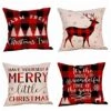 4 Pack Farmhouse Christmas Red Black Buffalo Plaids Throw Pillow Case Have Yourself A Merry Little Christmas Quotes Deer Snowflake Xmas Trees Holiday Decorative Cushion Cover Cotton Linen 18x18 Inch