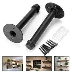 Sumnacon 2 Pcs 7.7 Inch Industrial Pipe Clothes Bar - Heavy Duty Rustic Metal Coat Hanger With Screws, Wall-Mounted Garment Holder Rack For Bedroom/Bathroom/Cabinet/Boutique/Clothing Store, Black -GENERIC Shop 51HdlBOsvML