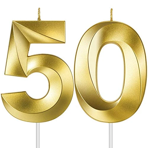 4 Inch 50th Birthday Candles, 3D Diamond Shape Number 50 Candles Cake Topper Numeral Candles Cake Topper For Birthday Anniversary Party Decorations (Bright Gold) 1 4 Inch 50th Birthday Candles, 3D Diamond Shape Number 50 Candles Cake Topper Numeral Candles Cake Topper For Birthday Anniversary Party Decorations (Bright Gold)