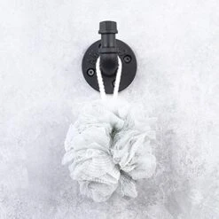 3 Pack Industrial Style Robe Towel Hook Wall Mounted Metal Iron Pipe Coat Hanger Hat Holder Bag Rack For Bathroom Bedroom Kitchen, Rust Free, Black -GENERIC Shop 51I89XgEInL