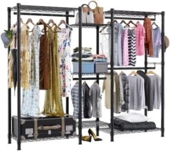 Homdox 3 Shelves Wire Shelving Clothing Rolling Rack Heavy Duty Commercial Grade Garment Rack With Wheels And Side Hooks (One Pair Hook And Two Hanging Rods Gray) 16 Homdox 3 Shelves Wire Shelving Clothing Rolling Rack Heavy Duty Commercial Grade Garment Rack With Wheels And Side Hooks (One Pair Hook And Two Hanging Rods Gray) -GENERIC Shop 51I9pUf2y7L. AC