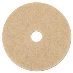 Boardwalk BWK4019NHE 19 In. Dia. Natural Hog Hair Burnishing Floor Pads - Beige (5-Piece/Carton)