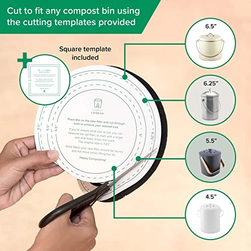 2 Years Supply Extra Thick Filters For Kitchen Compost Bins - Longer Lasting Activated Charcoal - Universal Size Fits ALL Compost Bins Up To 7.25" Filter Size - Replacement Set Of 6 (by Simply Carbon) 3 2 Years Supply Extra Thick Filters For Kitchen Compost Bins - Longer Lasting Activated Charcoal - Universal Size Fits ALL Compost Bins Up To 7.25" Filter Size - Replacement Set Of 6 (by Simply Carbon) - Image 3