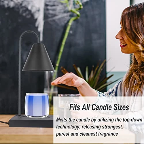 Mocalido Candle Warmer Lamp, Dimmable Electric Candle Lamp Warmer, Metal Melting Wax Warmer For Home Decor, Home Scented Jar Candles Heater With 2 Bulbs For Gifts, Black 3 Mocalido Candle Warmer Lamp, Dimmable Electric Candle Lamp Warmer, Metal Melting Wax Warmer For Home Decor, Home Scented Jar Candles Heater With 2 Bulbs For Gifts, Black - Image 3