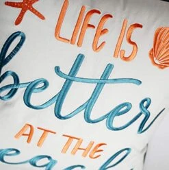 DECOPOW Embroidered Life Is Better At The Beach Throw Pillow Cover,Square 18 Inches Decorative Canvas Pillow Cover With Life Is Better At The Beach Pattern,Cover Only -GENERIC Shop 51J7mKqkLuL